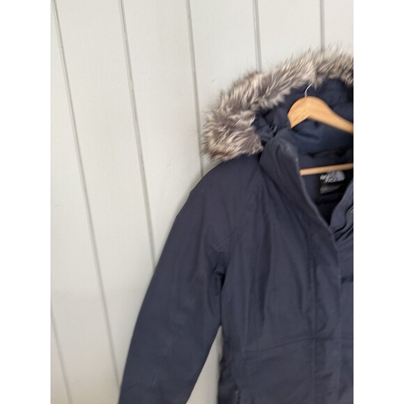 The North Face Arctic Parka Women's L Large Navy Blue Down Hooded Jacket Warm - Picture 5 of 11